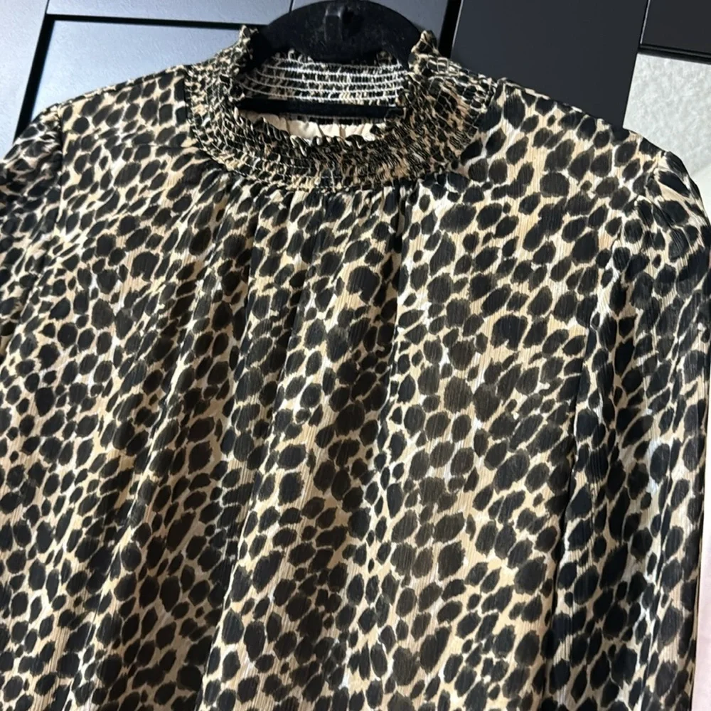 J.Crew Small Leopard long-sleeve mockneck top